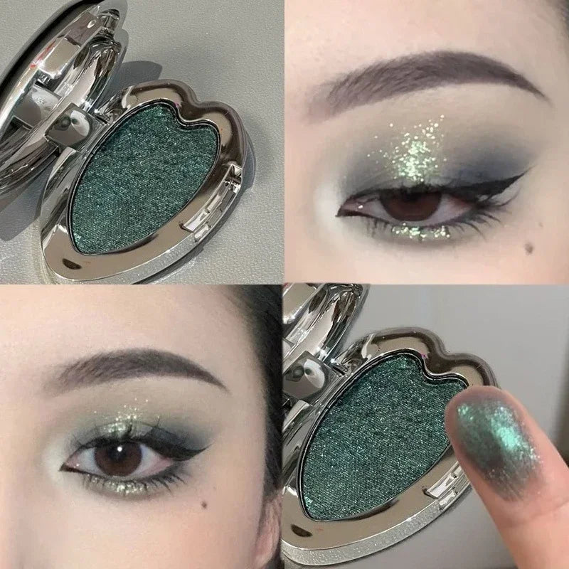 Smoked Green Eyeshadow Metallic Pearlescent Glitter Eye Shadow Chameleon Plate Diamond Brightening Highlight Eye Makeup Cosmetic