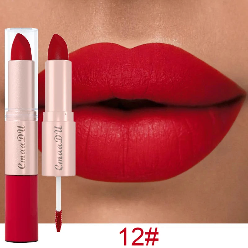 1/3Pcs Double Head Matte Lipstick Sexy Red Lip Gloss Set 2 in 1 Matte Lip Stick Non-stick Cup Lasting Waterproof Makeup Beauty