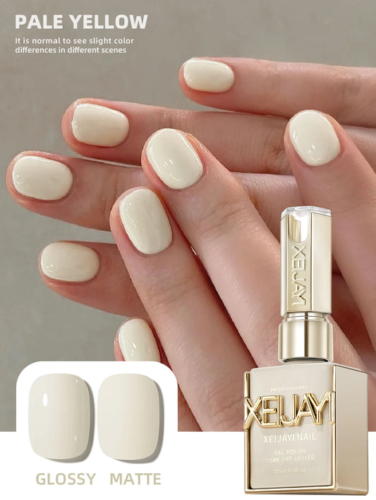 1pc 15ml Pale Yellow Gel Nail Polish Starter Pure Soak Off No Wipe Nail Gel Polish Suitable For All Seasons