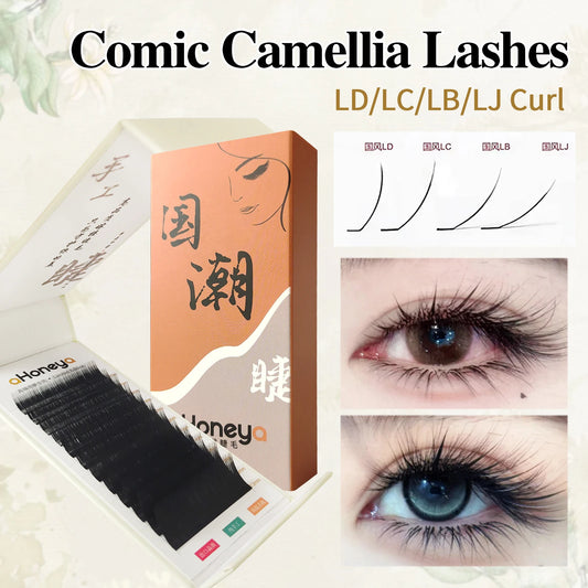 Honey Eyelash LB LC LD Camellia Eyelash Flower Eyelashes Faux Mink Soft Volume Premade Fan Lashes Japanese and Korean Eyelash