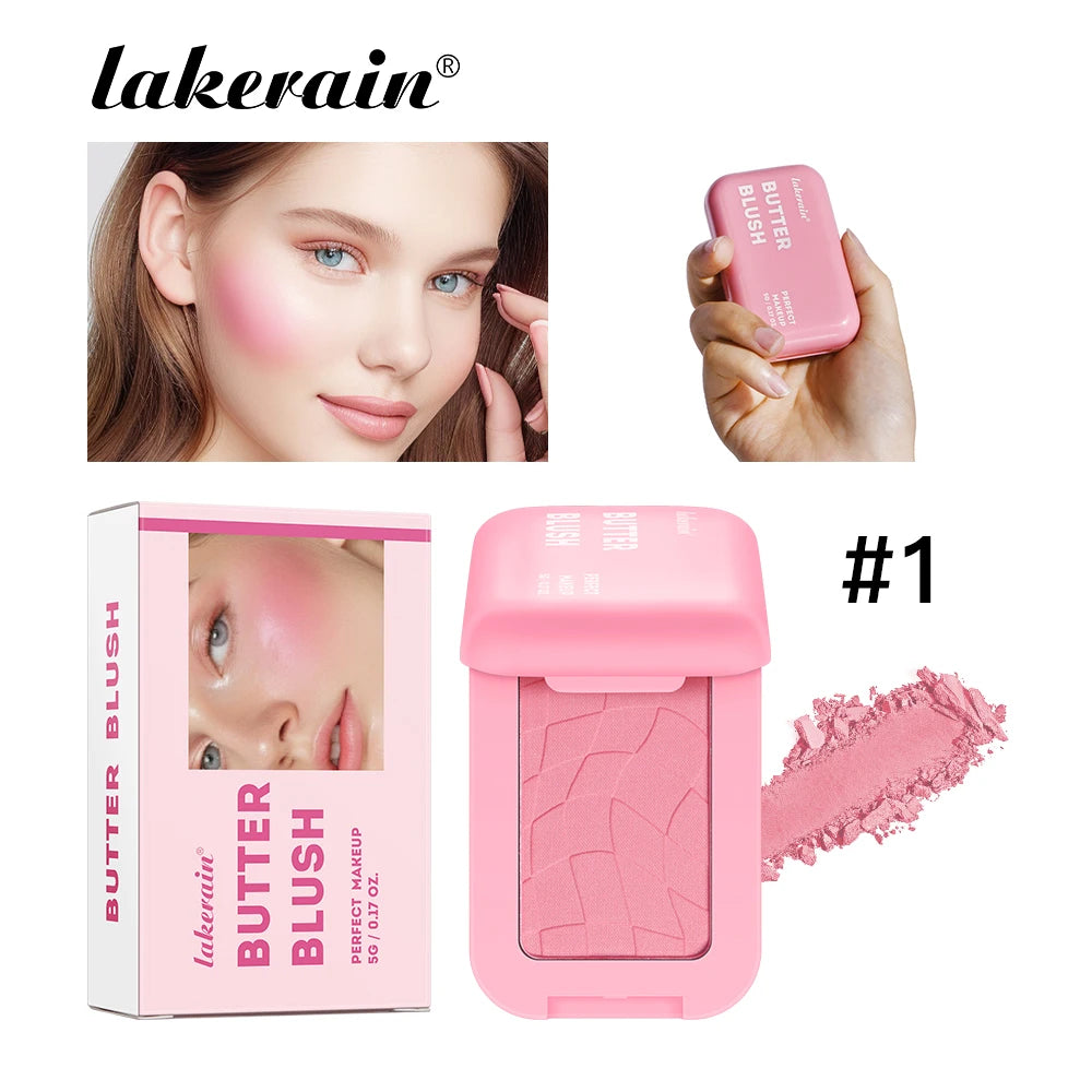 Single Color Butter Blush Matte Natural Cheek Tint Waterproof Face Contouring Cosmetics Blush Powder Face Soft Female Makeup