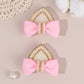 2Pcs Cat Ear Bow Hair Clips Elegant Pearls Rhinestone Hairpins Ribbon Barrette For Girls Children Headdress Hair Accessories