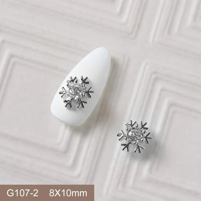 10pcs 3D Alloy Christmas Tree Bells Nail Art Zircon Pearl Metal Manicure Nails Accessories DIY Nail Decorations Supplies Charms