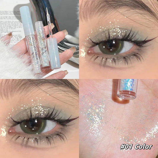 Liquid Eyeshadow Set Waterproof Long Lasting Pearlescent Shimmer Pearl Sparkle Glitter Eye Shadow Silkworm Korean Cosmetics