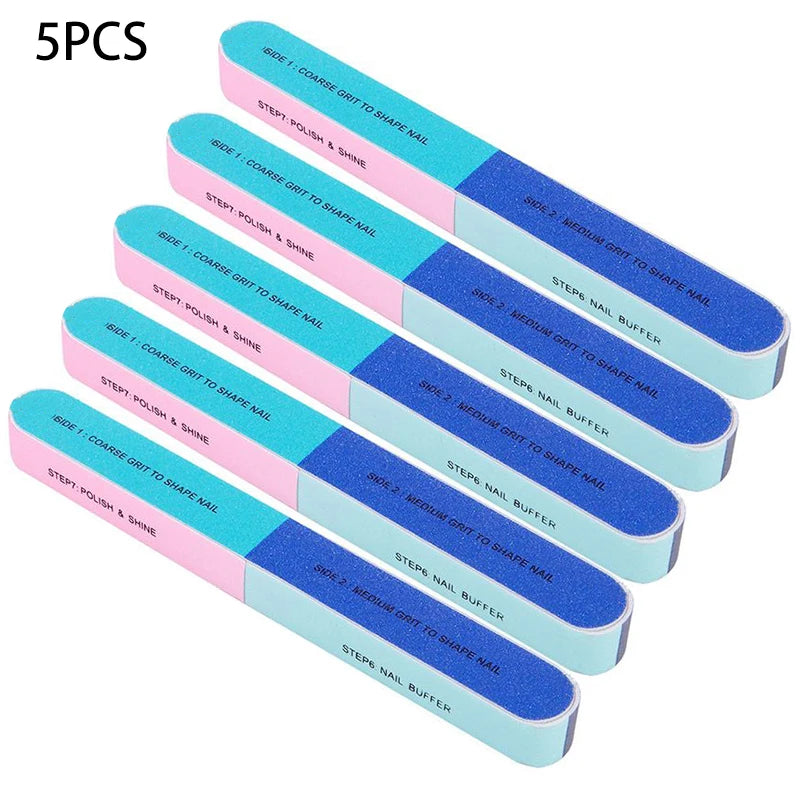 3/5/7/10pcs Nail File Seven Sided Polishing Tools Manicure Pedicure Professional Files Nail Art Sanding Buffer Block Nail Tools
