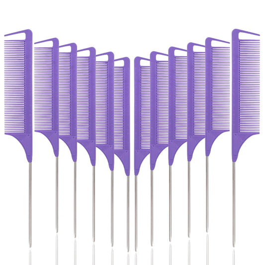 Rat Tail Comb Set - Professional Fine-Tip Comb, Anti-Static Hair Dye Comb & Steel Pin Hairbrush, Suitable for All Hair Types