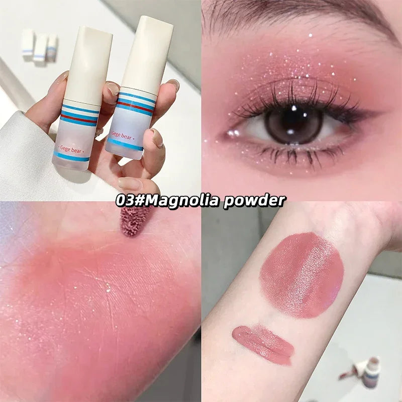 Pearlescent Matte Liquid Eyeshadow Wet and Bright Highlighter Stick Clear Glitter Contour Makeup Facial Brightening Cosmetics