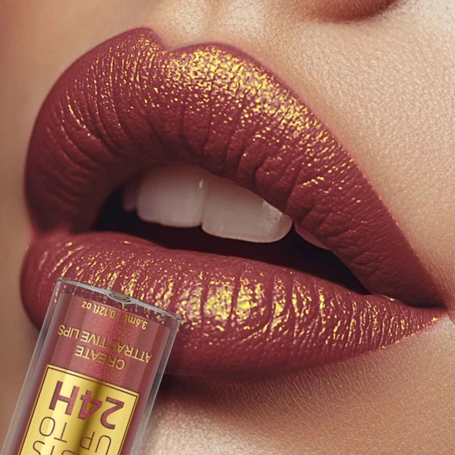 14 Colors Metallic Glitter Velvet Lip Glaze High Pigment Matte Shimmer Lip Tint Diamond Lips Korean Makeup Gifts Liquid Lipstick