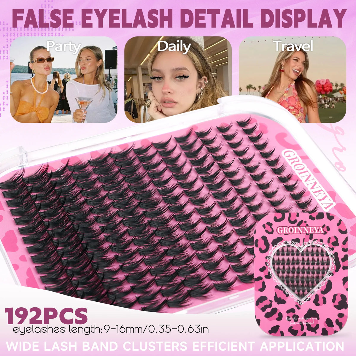 GROINNEYA DIY Lash Clusters Mixed Tray Manga Cluster Lashes DIY Spiky Lashes Extension Natural Volume Individual Lashes Makeup