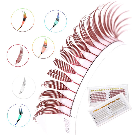 New Tinsel Premade Fans Eyelash Extension Holographic Anime Tower Tips Pro Made Eyelash Comic Feather Super Soft False Eyelashes