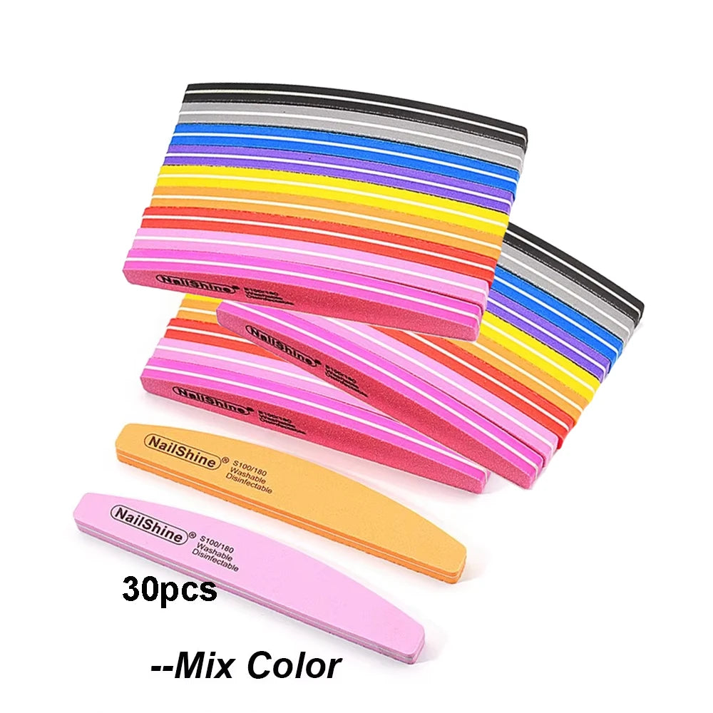 10/30pcs Double-sided Nail File Block Colorful Sponge Nail Polish Buffing Sanding Buffer Strip Polishing Pedicure Manicure Tool