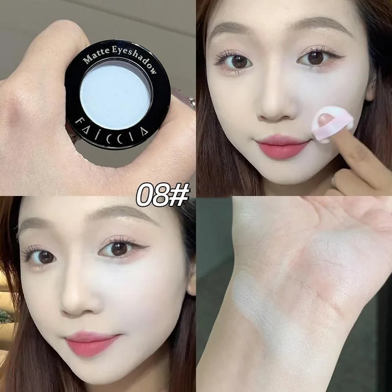 Monochrome Matte Brown Eyeshadow Makeup Waterproof Lasting Shiny Green Eye Makeup Natural Brighten Eyeshadow Highlighter Palette