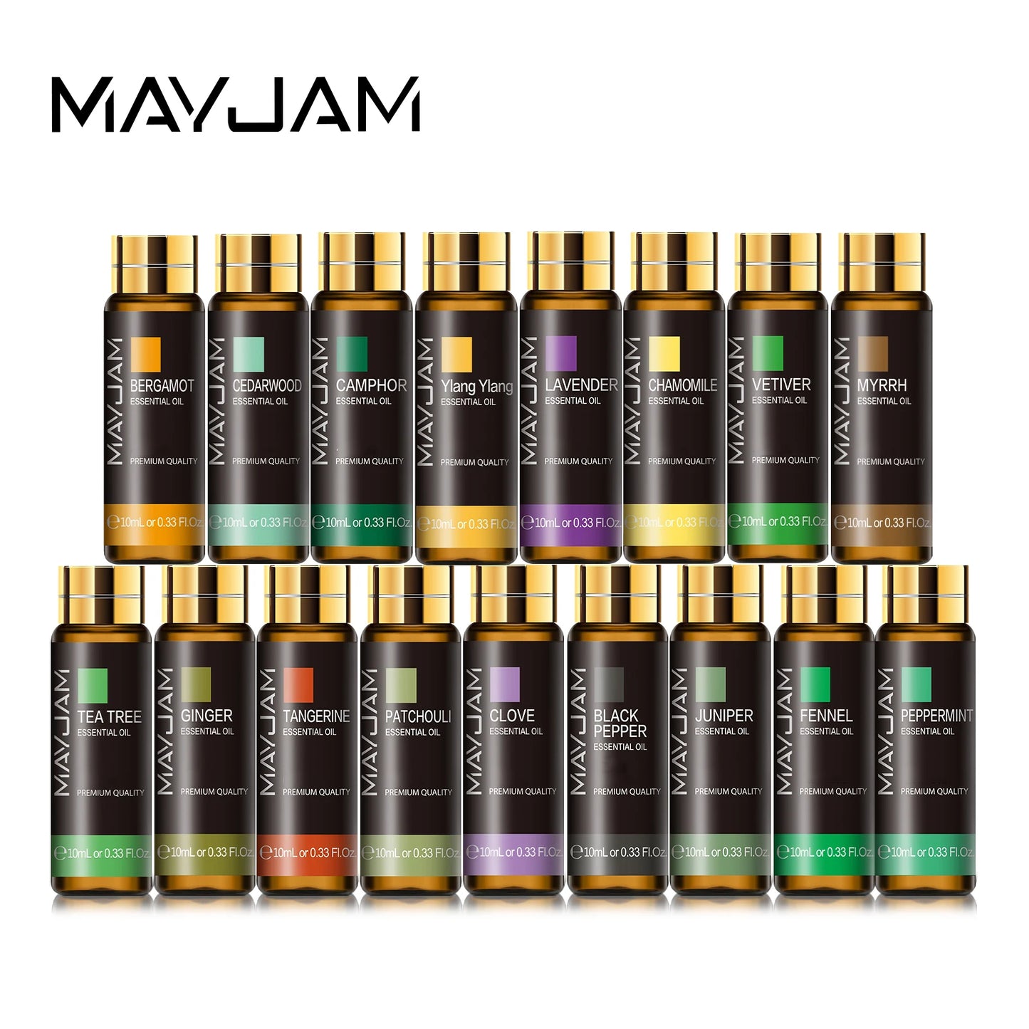 MAYJAM 10ml Pure Essential Oil Lavender Eucalyptus Vanilla Sandalwood Jasmine Bergamot Lemongrass Cinnamon Grapefruit 1pc