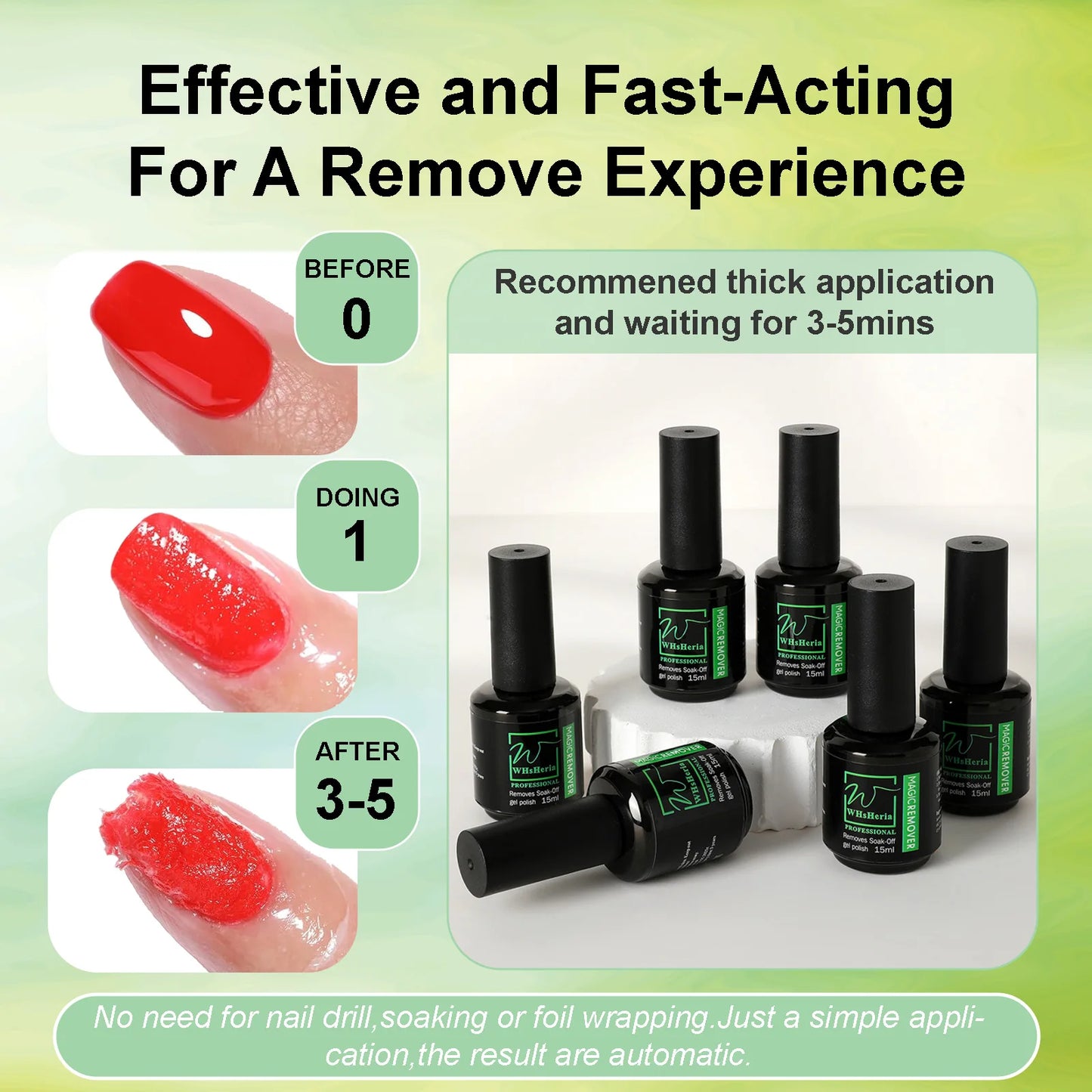 6pcs 15ml Gel Nail Polish Remover Soak-Off Gel Polish Remover, 1pc Removes Nail Polish In 2-5 Minutes 15ml 0.5fl.Oz