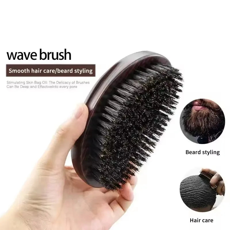 MAN Hair Brush Boar Bristle for Men's Beard Shaving Comb Face Massage Facial Hair Cleaning Brush Wave Comb Drop Shipping