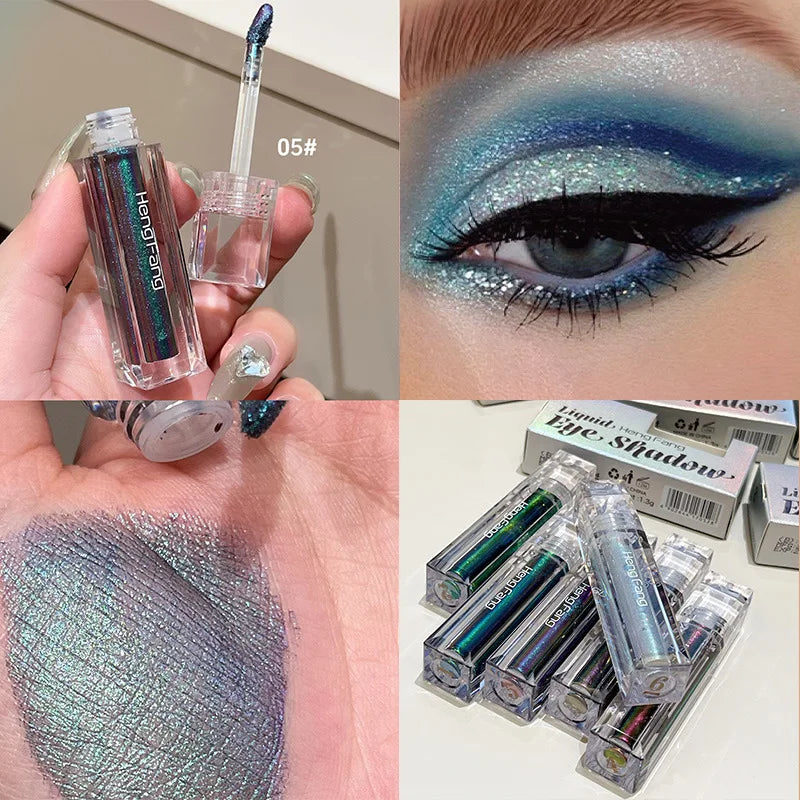 Chameleon Liquid Eyeshadow Eyeliner Sparkling Liquid Eye Shadow Metallic Shining Eye Shadow Liner Makeup Green Purple Silvery