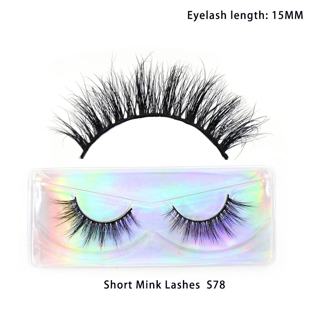 LEHUAMAO Maquiagem Short Natural Soft Mink Lashes Volume Fluffy Wispy Lashes 12mm-15mm False Eyelashes Eyelash Extensio Makeup