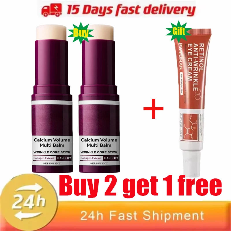 Collagen Wrinkle Removal Multi Bounce Balm Stick Instant Anti-Aging Firming Lift Brighten Facial Dull Skin Moisturizer Cosmetics