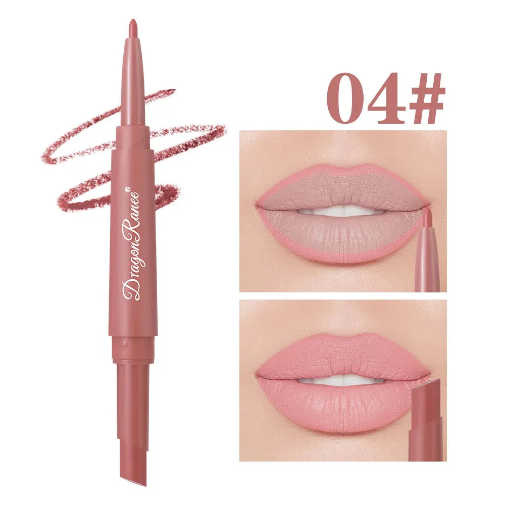 Double-Ended Lip Liner Velvet Matte Lipstick Lip Gloss Easy to Color Non-Fading Non-Stick Cup Lip Liner