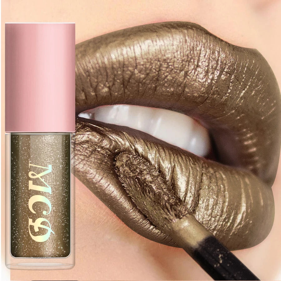 8 Colors Metallic Shimmer Lip Glaze Glitter Liquid Lipstick High Pigmented Lip Tint Lip Gloss Korean Makeup Gifts Lip Oil