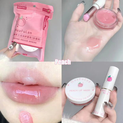 Grape Lip Care Sleep Lip Mask Set Night Repair Moisturizing Anti-cracking Fruit Lip Balm Pink Lip Cream Nourishing Lip Gloss