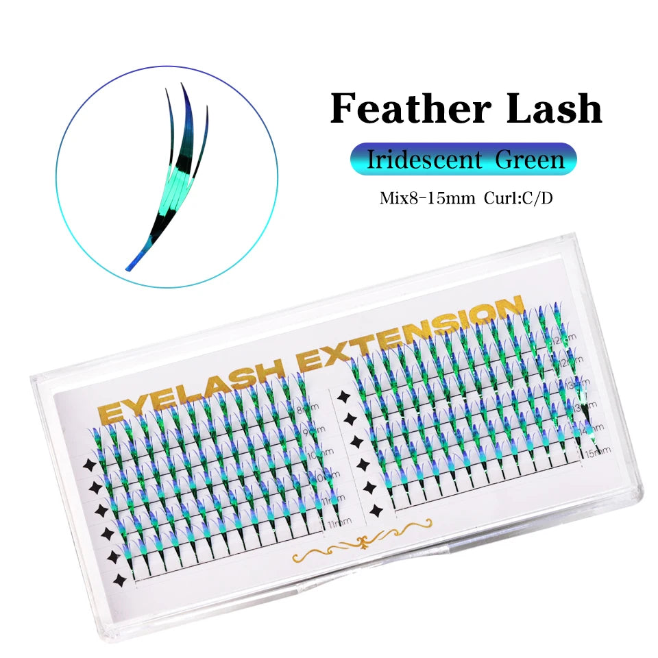 New Tinsel Premade Fans Eyelash Extension Holographic Anime Tower Tips Pro Made Eyelash Comic Feather Super Soft False Eyelashes