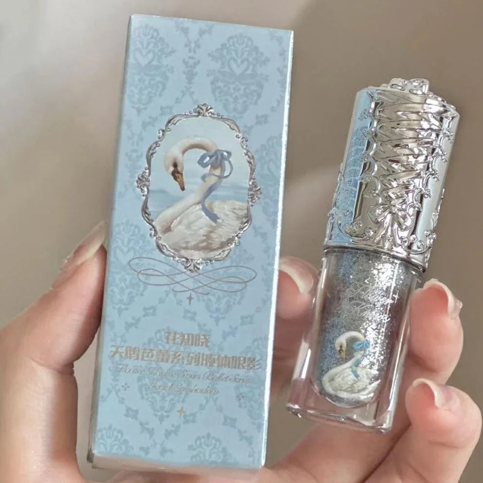 Flower Knows Swan Ballet Glitter Liquid Eyeshadow Long Lasting Shimmer Waterproof Quick Dry Metallic Eye Makeup for Women Girls