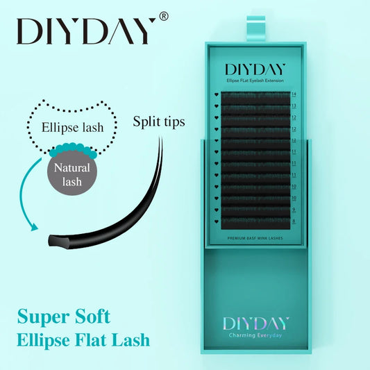 DIYDAY Flat Individual Lash Extension 0.15 0.20 Split Tips Super Softer Eyelash Ellipse Flat Classic False Eyelashes Supplies