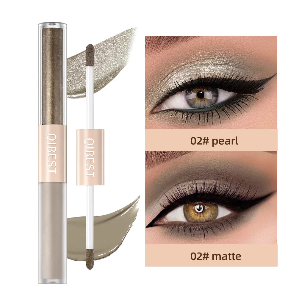 2 In 1 Stick Pearly Matte Eyeshadow Cream Smooth Nude Eye Makeup Liquid Contour Shadow Stick Waterproof Shimmer High Light Pen