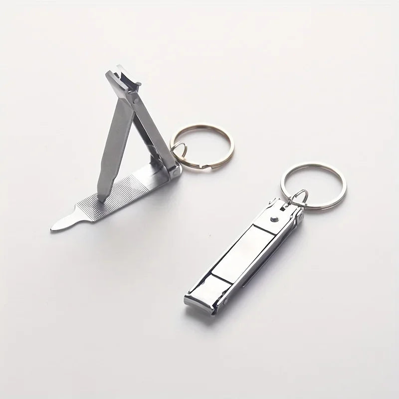 Ultra Thin Nail Clippers Collapsible Portable Travel Fingernail Keychain Scissors Cutter Stainless Steel Manicure Tools Kits