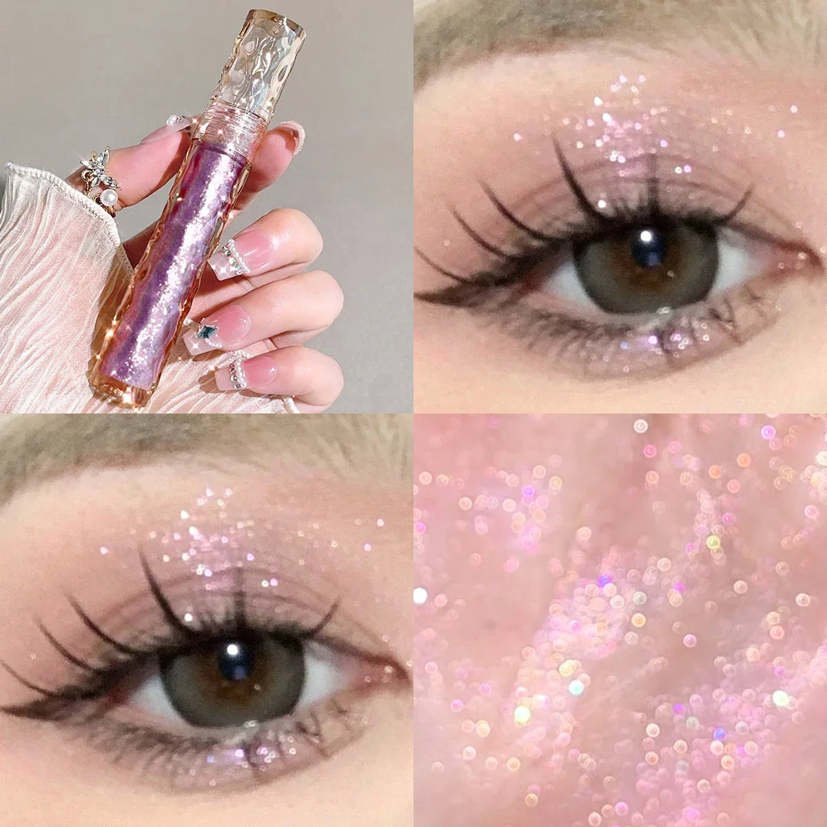 HISYI Colorful Star Flash Eyeshadow Pearlescent Sequins Brighten the Eye Silkworm Monochrome Eyeshadow Liquid High Gloss Makeup