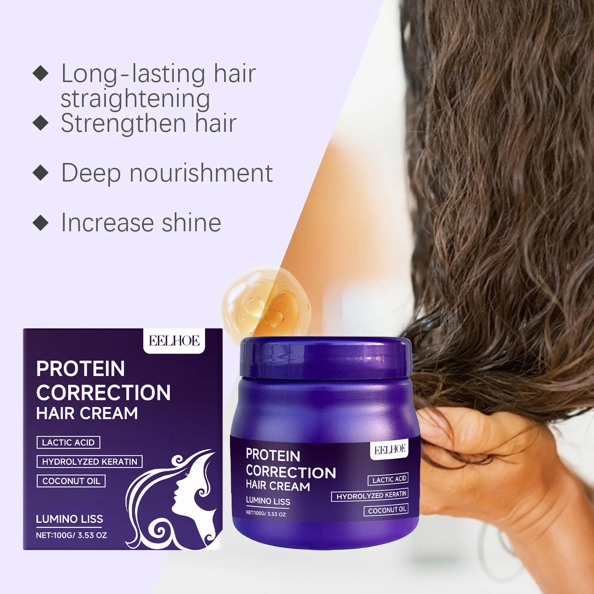 Protein Hair Straightening Cream Repair Dry Frizz Damage Leave-In Treatment Healing Color Protection Deep Conditioning Hair Mask