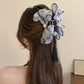 Neo Chinese Style Green Bow Butterfly Hair Claws Clips For Women Imitation Pearl Long Ribbon Tassel Grips Acrylic Shark Clip