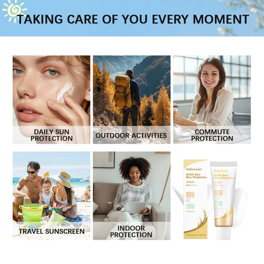 Lakerain SPF50+ Rice+Probiotics Sunscreen Skin Protection Refreshing Makeup Sunscreen Cream UV Resistance Facial Sunscreen New