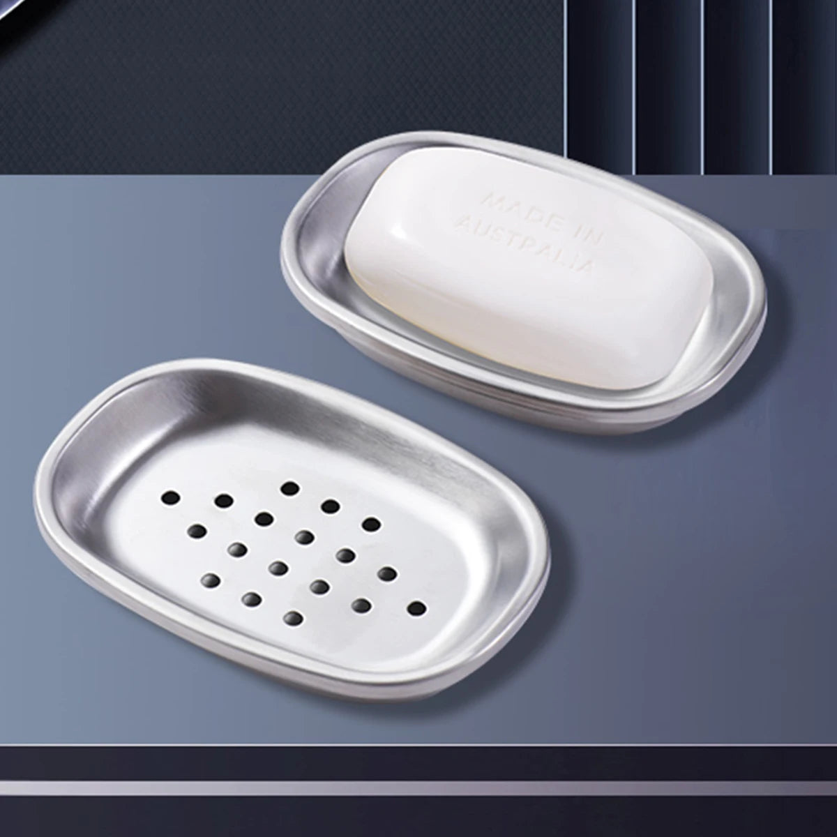 Light Luxury Stainless Steel Perforated Soap Box, Simple Bathroom Draining Rack, Soap Storage Rack