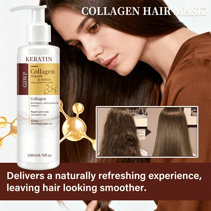 GSWP Collagen & Keratin Hair Mask. Deeply Moisturises and Repairs Damaged Hair. Strengthens and Softens Hair. Gift Pack, 200ml