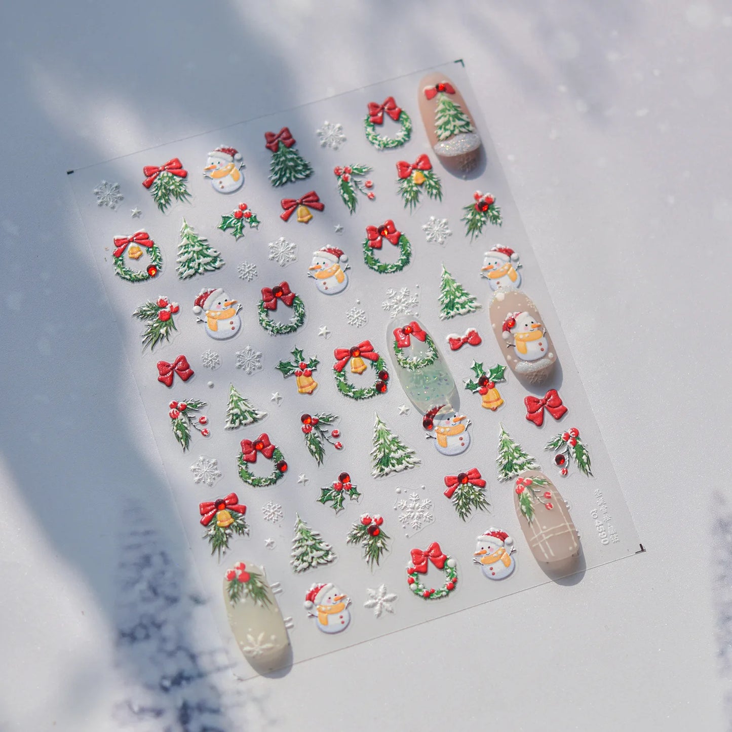 Christmas Nail Stickers Luxury Crystal Diamond Cartoon Bear Tree Apple Back Glue Nail Art Stickers DIY New 3D Nails Decorations