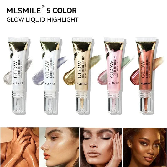 1PC Highly Pigmented Liquid Highlighter Makeup Waterproof Lasting Shimmer Glow Stick for Face Body Eyes Contour Highlighting