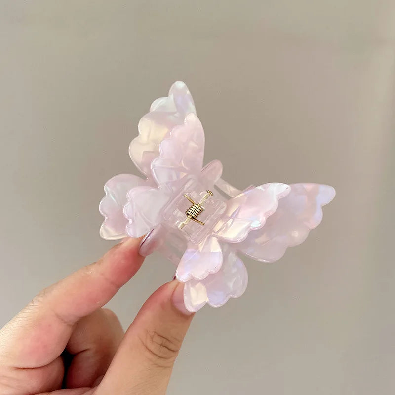 Retro Fairy Butterfly Hair Claw Acetate Crab Hair Clip Sweet Princess Shark Hairpin Women Lady Girl Headwear Hair  Accessories