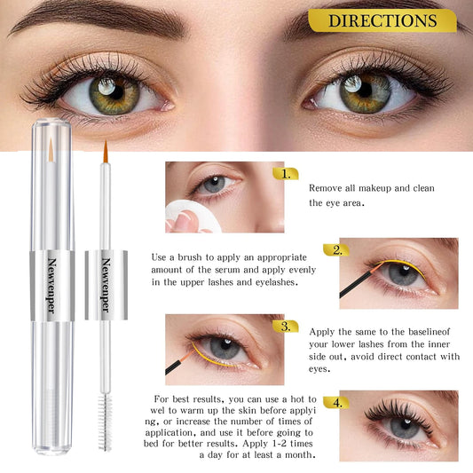 2 Pcs Eyelash Essence with Double Brush Design Nourishing Eyelash Eyebrow Enhancer Serum for Beautiful, Healthier Lashes and Brows
