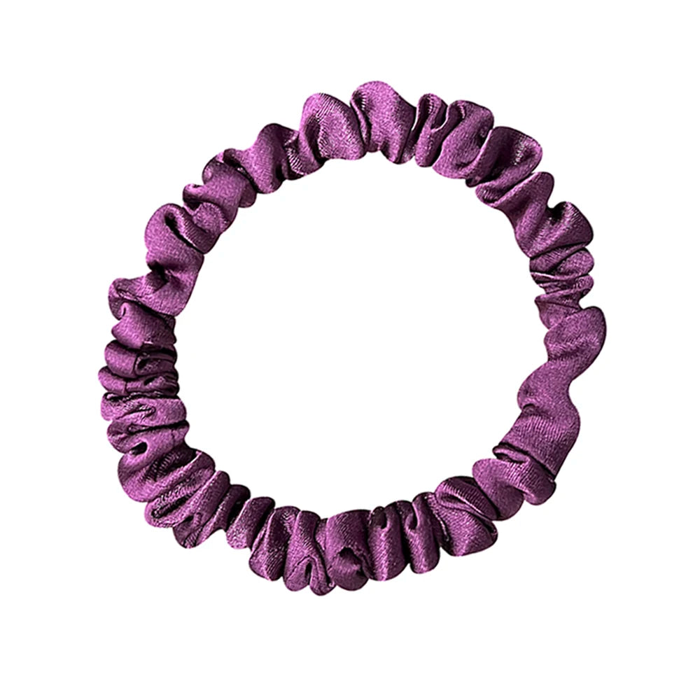 100% Real Mulberry Silk Skinnies Scrunchies Hair Bands Ties Gum Elastics Ponytail Holders No Damage for Women Girls 22 Momme 1CM