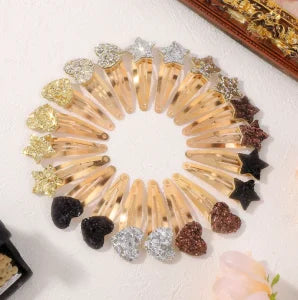 16Pcs Geometric  Hair Clip Glitter DropletColorful Gradient Children Bangs BB Alloy Hairpins Girls Headclips  Hair Accessories