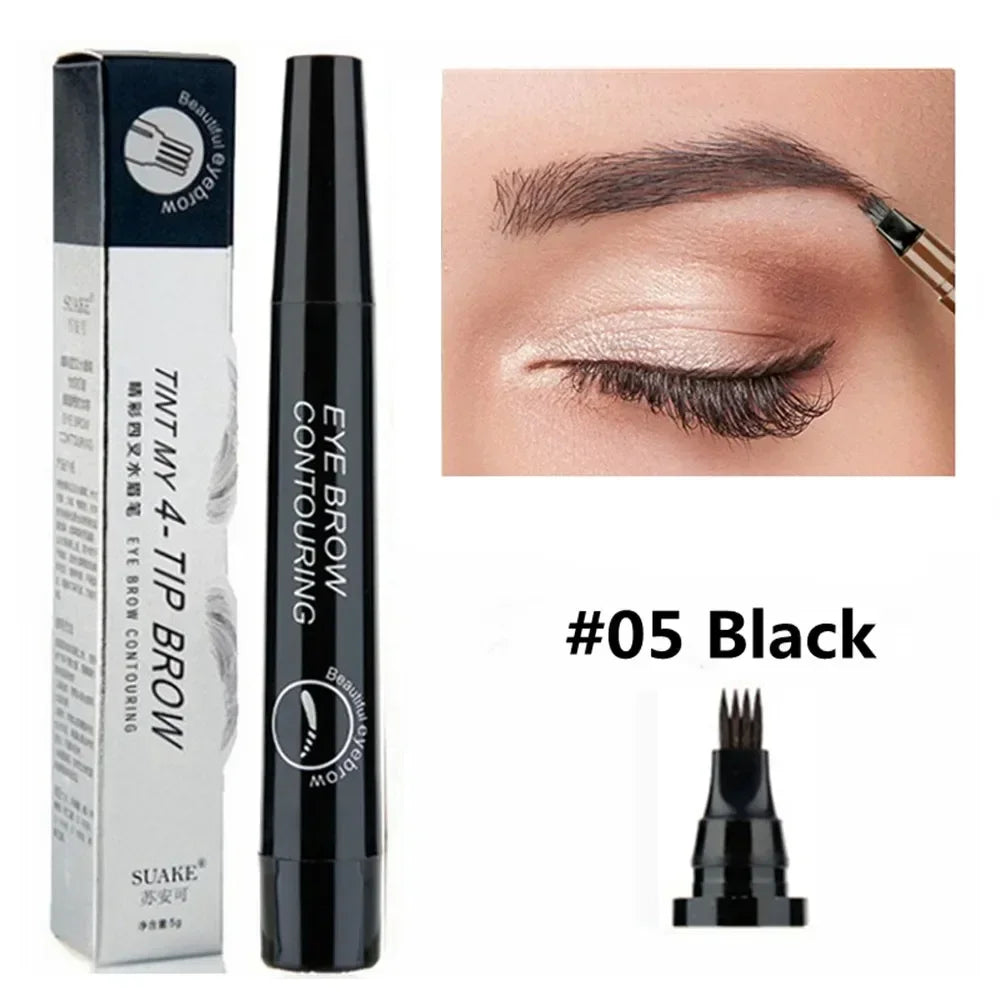 2 Pack 4 Point Eyebrow Pen 4 Prong Tip Eyebrow Pen 4 Fork Eyebrow Pencil Waterproof Liquid Eyebrow Pencil Long Lasting Like Real
