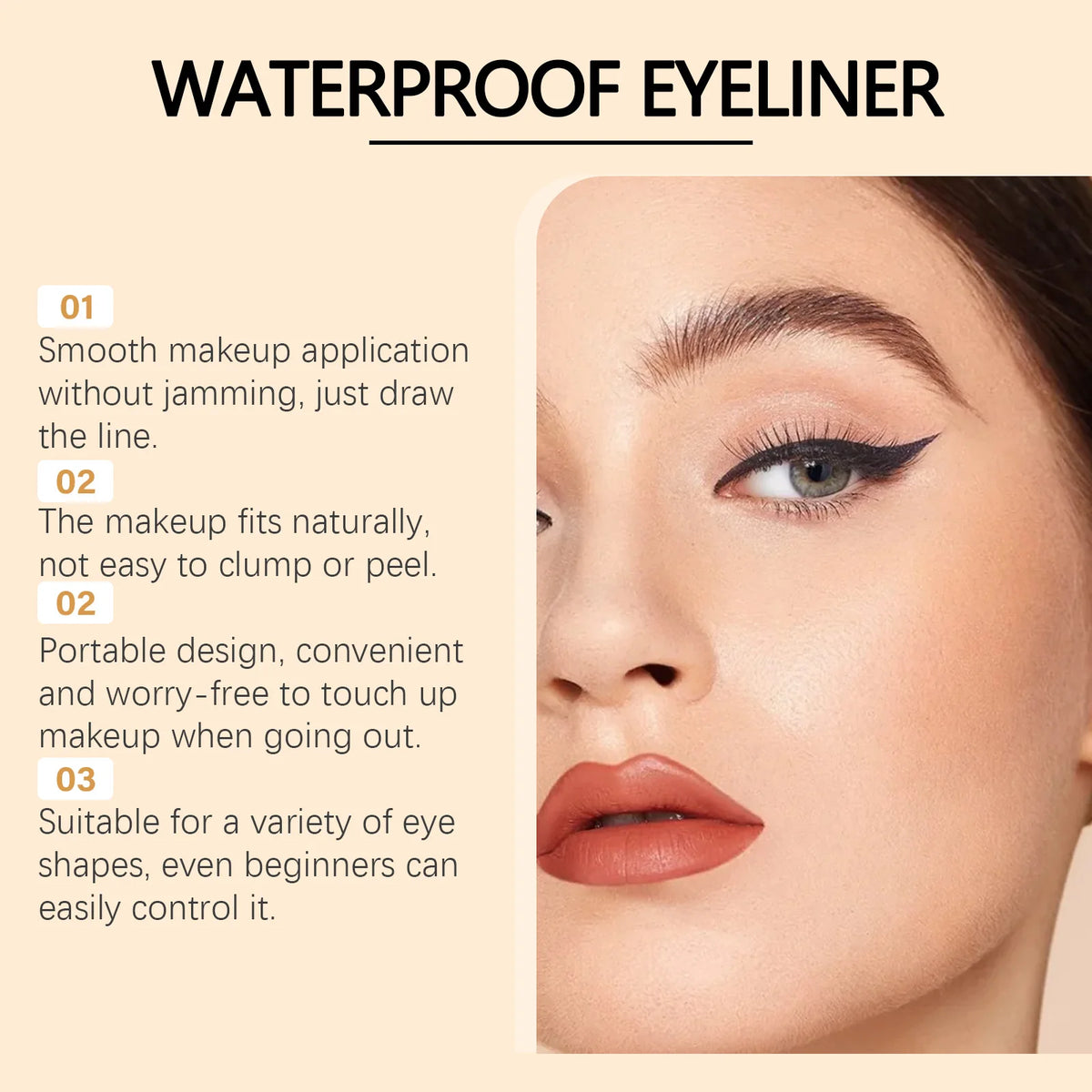 Waterproof Eyeliner Pen Colorfast Long Lasting Anti Smudge Quick Drying Sweat Resistant Smooth Portable Eye Liner Pen Eye Makeup