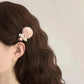 1pc/2pcs Pink Rose Imitation Pearl Bow Hair Clips, Suitable for Women, Sweet Atmosphere Bangs Side Clip Duckbill Hair Accessory