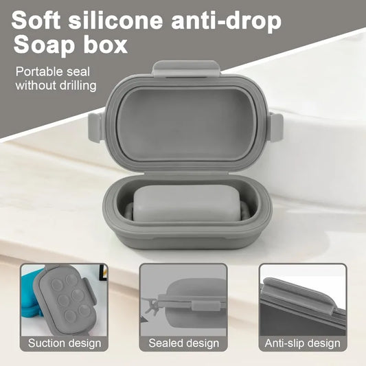 Travel Portable Flip Top Soap Dish with Lid-Leak Proof Bar Soap Container Flip Top or Fold Flat for Travel Hotel