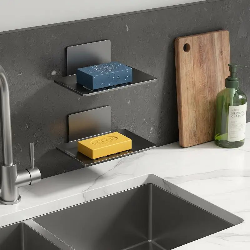 Removable No Drill Wall Mounted Soap Tray Self Adhesive Traceless Soap Sponge Holder for Bathroom Kitchen Sink