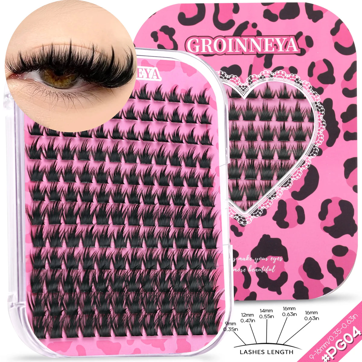 GROINNEYA DIY Lash Clusters Mixed Tray Manga Cluster Lashes DIY Spiky Lashes Extension Natural Volume Individual Lashes Makeup