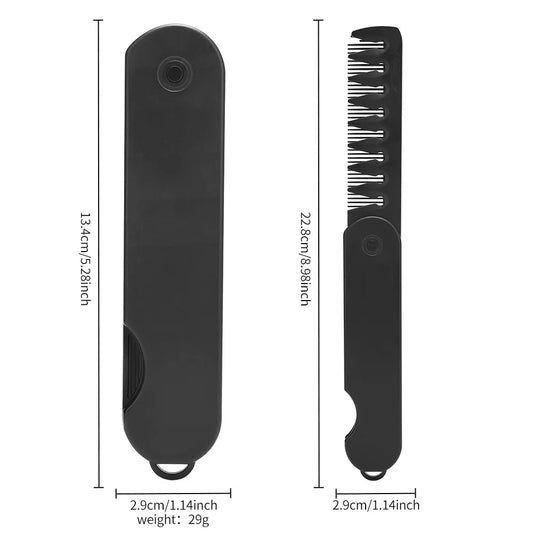 Multi Functional Men's Folding Comb Oil Head Comb Back Comb Wide Tooth Texture Styling Comb Portable Travel Folding Comb