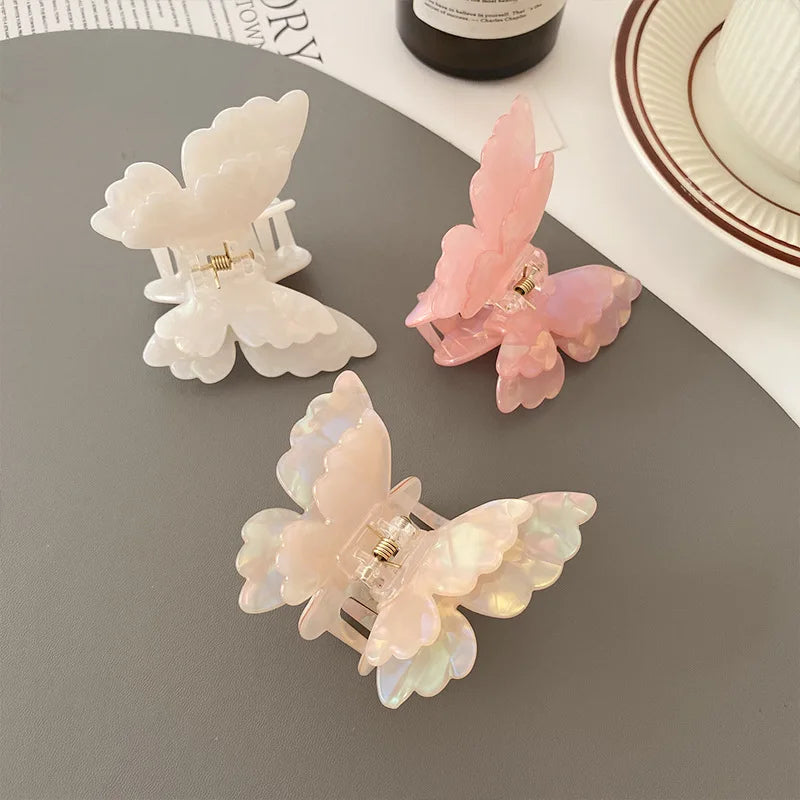 Retro Fairy Butterfly Hair Claw Acetate Crab Hair Clip Sweet Princess Shark Hairpin Women Lady Girl Headwear Hair  Accessories